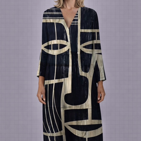 Nora Eclipse Mask Geometric Print Dress
