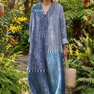 The Indigo Patchwork Midi Dress