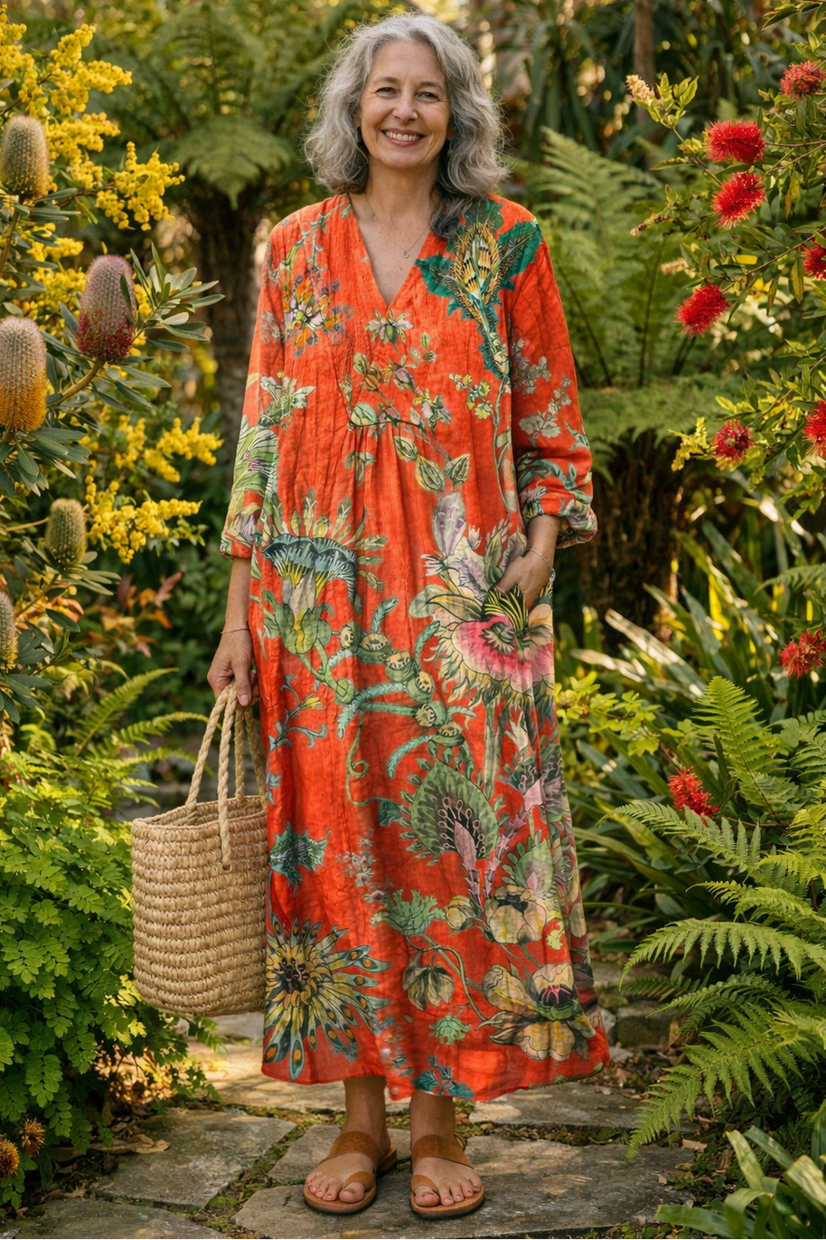 The Vintage Floral Print Midi Dress