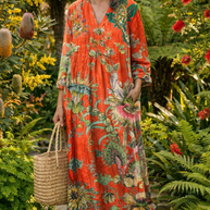 The Vintage Floral Print Midi Dress