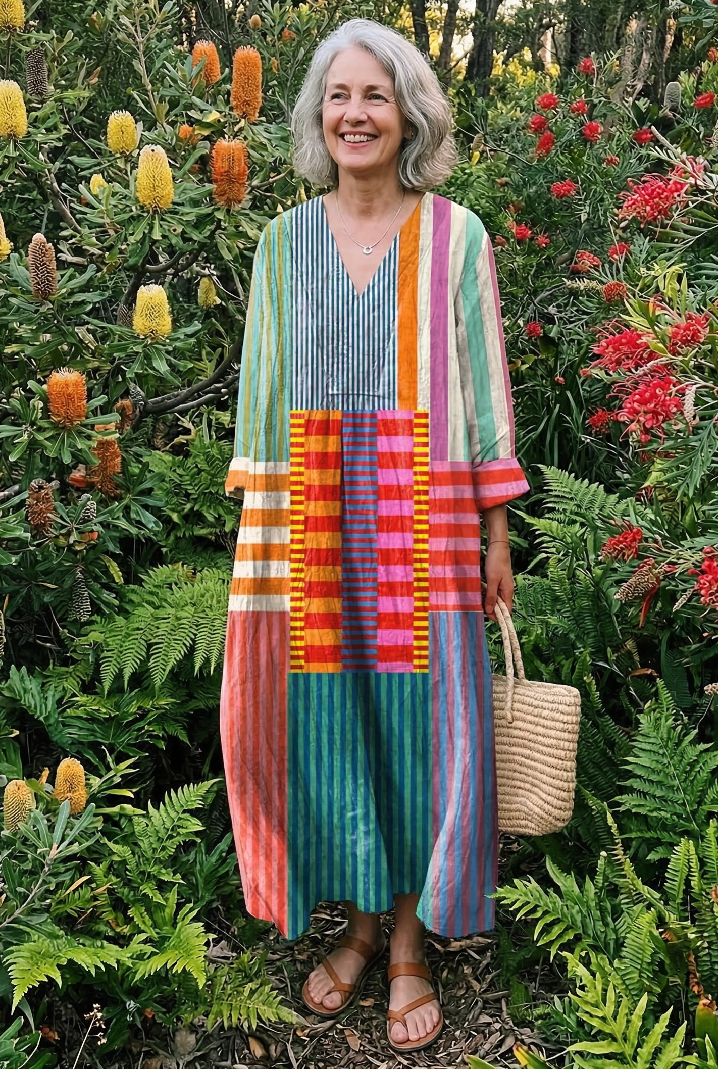 The Vintage Pattern Art Midi Dress