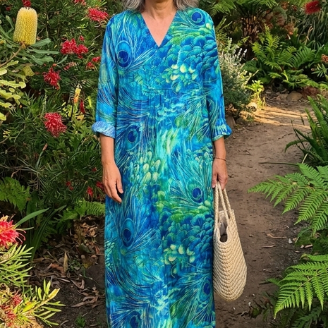 The Peacock Feather Midi Dress