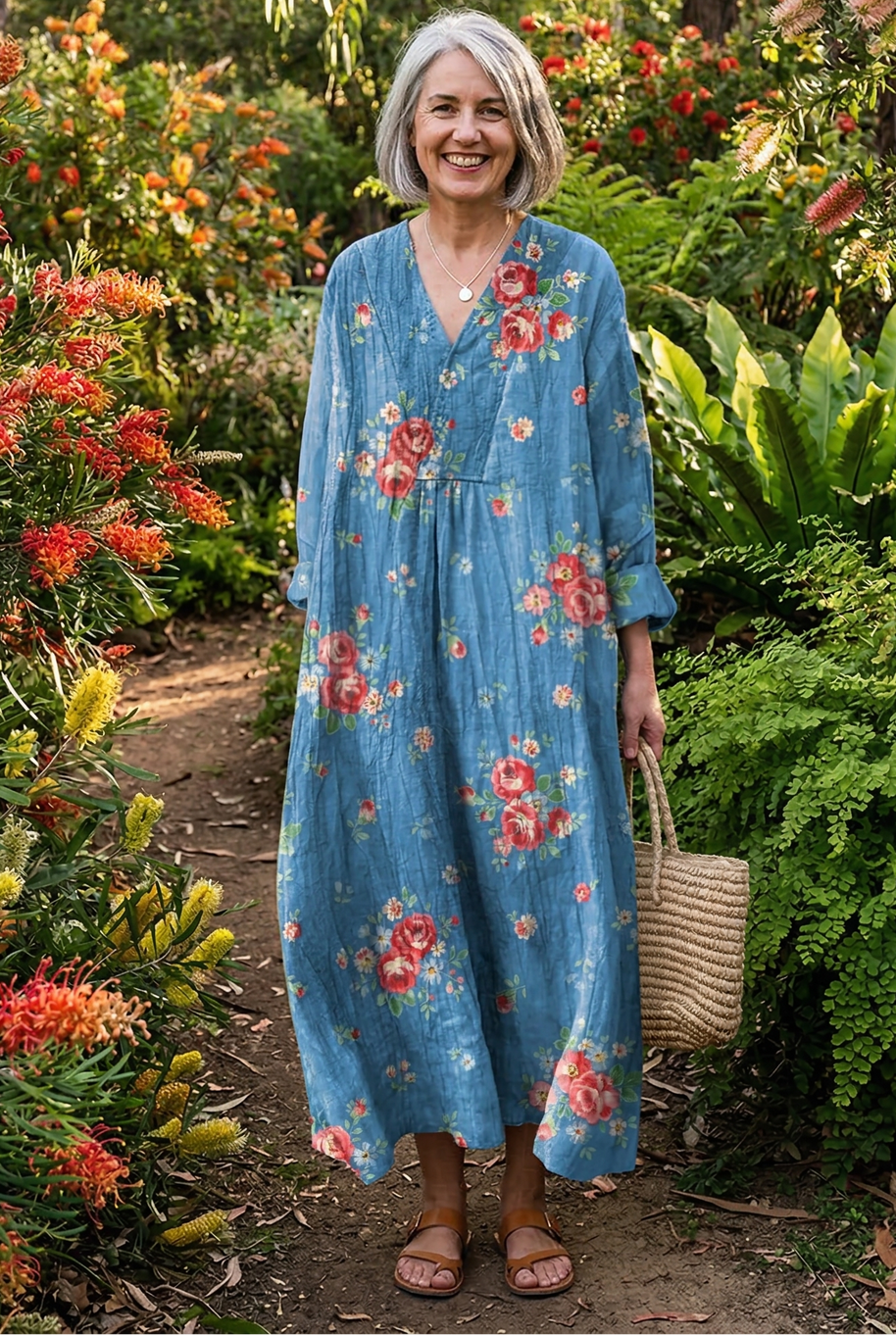 The Vintage Lovely Floral Midi Dress