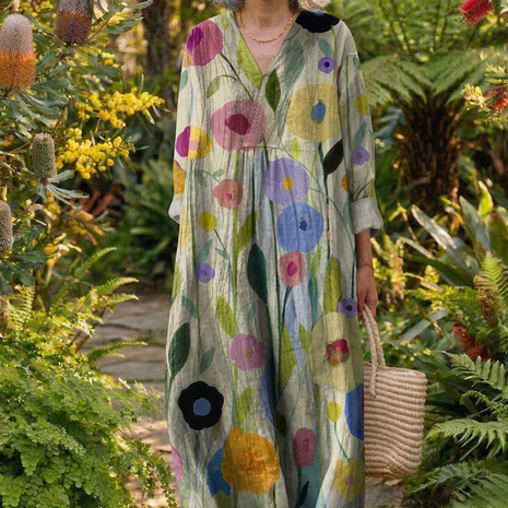 The Oil Painting Floral Midi Dress
