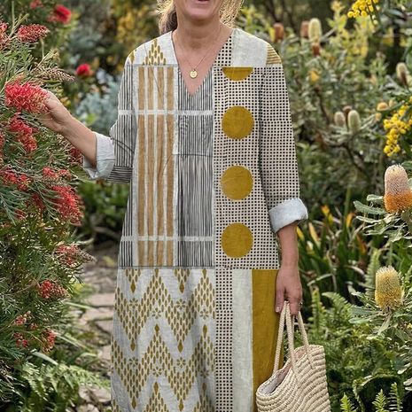 The Abstract Geometric Art Midi Dress