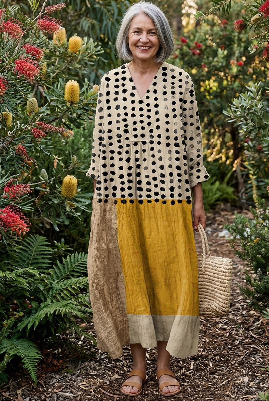 The Yellow Watercolour Splash Midi Dress